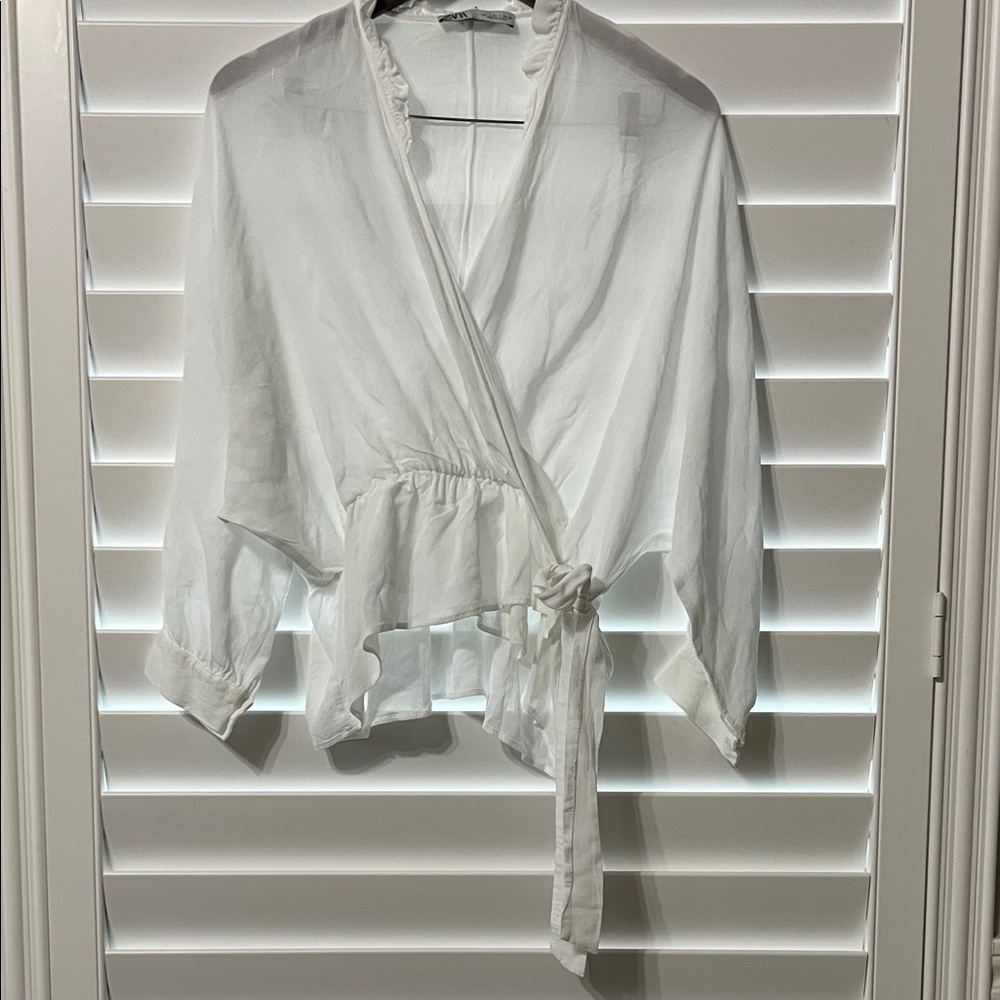 Zara Cream Ruffle Blouse